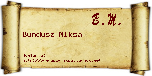 Bundusz Miksa névjegykártya
